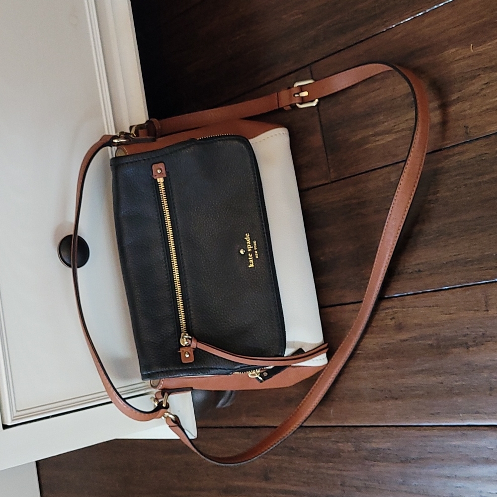 Kate Spade Black, cream, and tan leather purse
